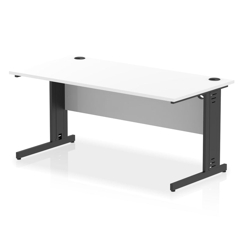 Dynamic Office Solutions Impulse desk, 1600 × 800 mm, white top and black cable-managed leg