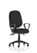 Dynamic Office Solutions Eclipse Plus III medium back fabric task chair in black with adjustable arms