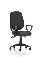 Dynamic Office Solutions Eclipse Plus III Medium Back Operator Chair in black fabric, featuring adjustable height arms