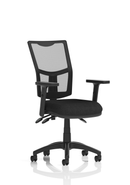 Black mesh back task chair with adjustable seat and no arms, by Dynamic Office Solutions