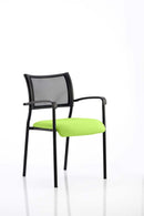 Dynamic Office Solutions mesh back stackable visitor chair with padded seat, black frame, upholstered in bespoke Bergamot Ch