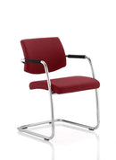 Havanna cantilever visitor chair with chrome frame and padded arms, featuring black leather upholstery.