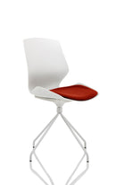 Florence White Frame Visitor Chair - Slate Grey Fabric Seat Spindle