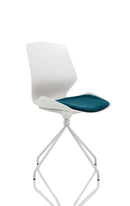 Florence White Frame Visitor Chair - Slate Grey Fabric Seat Spindle