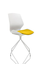Florence White Frame Visitor Chair - Slate Grey Fabric Seat Spindle
