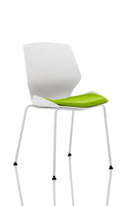 Grey fabric stackable visitor chair with white frame, armless design by Dynamic Office Solutions