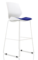 Florence White Frame High Stool Chair - Fabric Seat & Lumbar Support