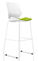 Florence White Frame High Stool Chair - Fabric Seat & Lumbar Support