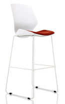Florence White Frame High Stool Chair - Fabric Seat & Lumbar Support