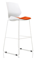 Florence White Frame High Stool Chair - Fabric Seat & Lumbar Support
