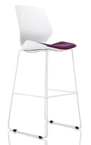 Florence White Frame High Stool Chair - Fabric Seat & Lumbar Support
