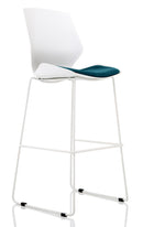 Florence White Frame High Stool Chair - Fabric Seat & Lumbar Support