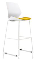 Florence White Frame High Stool Chair - Fabric Seat & Lumbar Support
