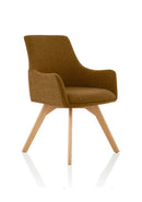 Carmen Grey Fabric Visitor Chair with Solid Wooden Frame & Armrests