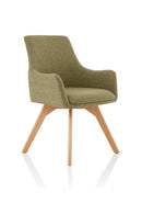 Carmen Grey Fabric Visitor Chair with Solid Wooden Frame & Armrests