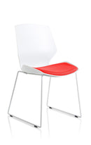 Florence White Frame Visitor Chair - Slate Grey Fabric Sled Base