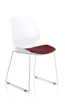 Florence White Frame Visitor Chair - Slate Grey Fabric Sled Base