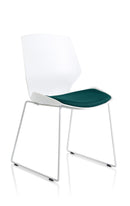 Florence White Frame Visitor Chair - Slate Grey Fabric Sled Base