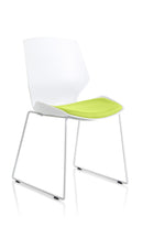 Florence White Frame Visitor Chair - Slate Grey Fabric Sled Base