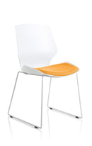 Florence White Frame Visitor Chair - Slate Grey Fabric Sled Base