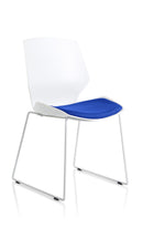 Florence White Frame Visitor Chair - Slate Grey Fabric Sled Base
