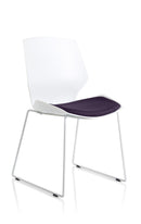 Florence White Frame Visitor Chair - Slate Grey Fabric Sled Base