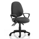 Heavy-duty black office chair for 20-25 stone with loop arms, designed by Lockwoodhume for big and tall users.