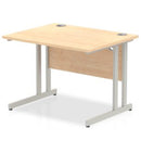 Dynamic Office Solutions 1000mm straight desk with cantilever legs in beech top and silver leg color