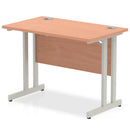 Beech top slimline desk with silver cantilever legs by Dynamic Office Solutions