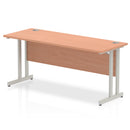 Beech slimline desk with silver cantilever legs by Dynamic Office Solutions