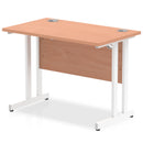 Beech top desk with silver cantilever legs from Dynamic Office Solutions, designed for ergonomic home office setups.