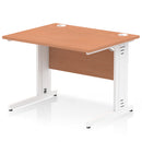 Dynamic Office Solutions Impulse desk, 1000 × 800 mm, beech top and white cable-managed leg
