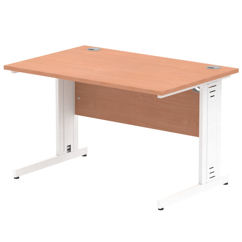 Dynamic Office Solutions Impulse desk, 1200 × 800 mm, beech top and white cable-managed leg
