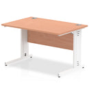 Impulse 1200mm straight desk with cable managed leg in beech finish and silver legs by Dynamic Office Solutions