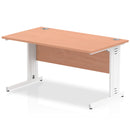Impulse 1400mm straight desk with cable-managed cantilever legs in beech and silver finish by Dynamic Office Solutions
