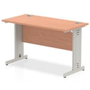 Dynamic Office Solutions Impulse 1200mm slimline desk with cable-managed silver legs and beech top
