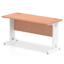 Dynamic Office Solutions 1400mm slimline desk with cable managed leg in beech top and silver leg