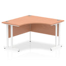 Beech corner desk with silver legs, L-shaped design, and spacious tabletop from Dynamic Office Solutions.