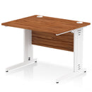 Dynamic Office Solutions Impulse desk, 1000 × 800 mm, walnut top and white cable-managed leg