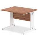 1000mm straight desk with cable-managed leg in beech and silver finish by Dynamic Office Solutions