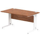 Dynamic Office Solutions Impulse desk, 1400 × 800 mm, walnut top and white  cable-managed leg