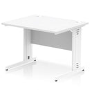 Dynamic Office Solutions Impulse desk, 1000 × 800 mm, white top and white cable-managed leg