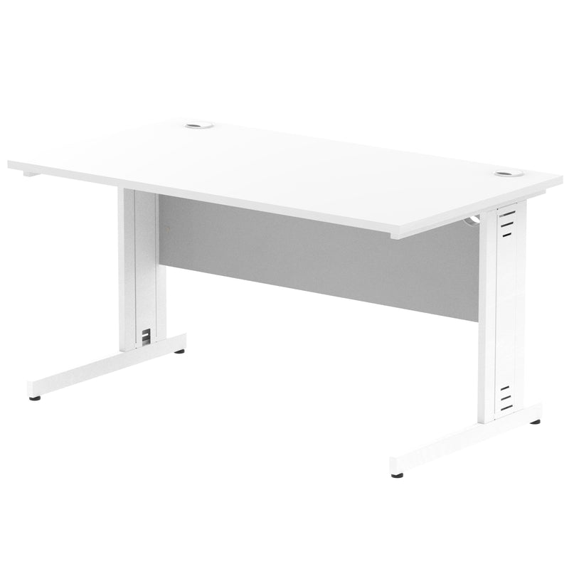 Dynamic Office Solutions Impulse desk, 1400 × 800 mm, white top and white  cable-managed leg