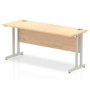 Beech top slimline desk with cantilever silver legs by Dynamic Office Solutions