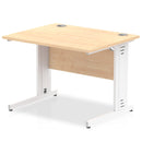 Dynamic Office Solutions 1000mm straight desk with cable managed leg in beech top and silver leg