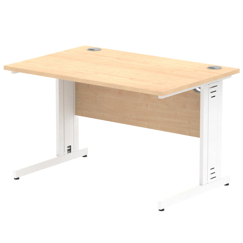 Dynamic Office Solutions Impulse desk, 1200 × 800 mm, maple top and white cable-managed leg