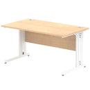 Dynamic Office Solutions Impulse desk, 1400 × 800 mm, maple top and white  cable-managed leg