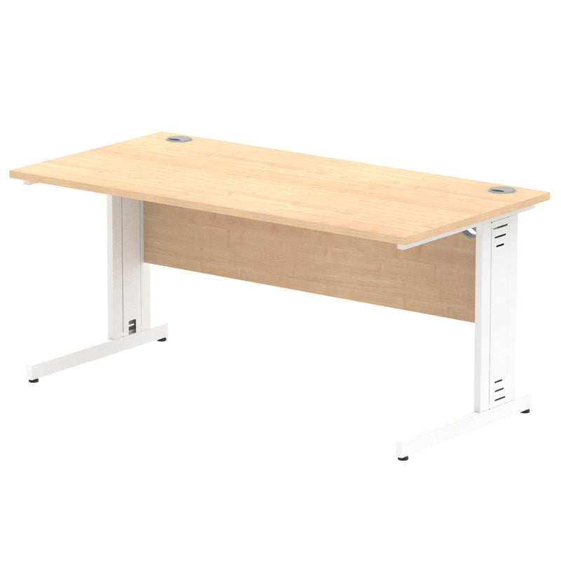 Dynamic Office Solutions Impulse desk, 1600 × 800 mm, maple top and white cable-managed leg