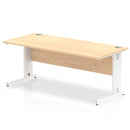 Impulse 1800mm straight desk with cable managed cantilever leg in beech finish and silver leg by Dynamic Office Solutions
