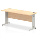 Dynamic Office Solutions Impulse 1600mm slimline desk with cable managed leg in beech and silver finish